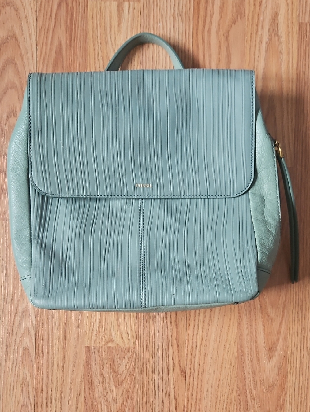 Fossil Sage Green Textured Leather Backpack